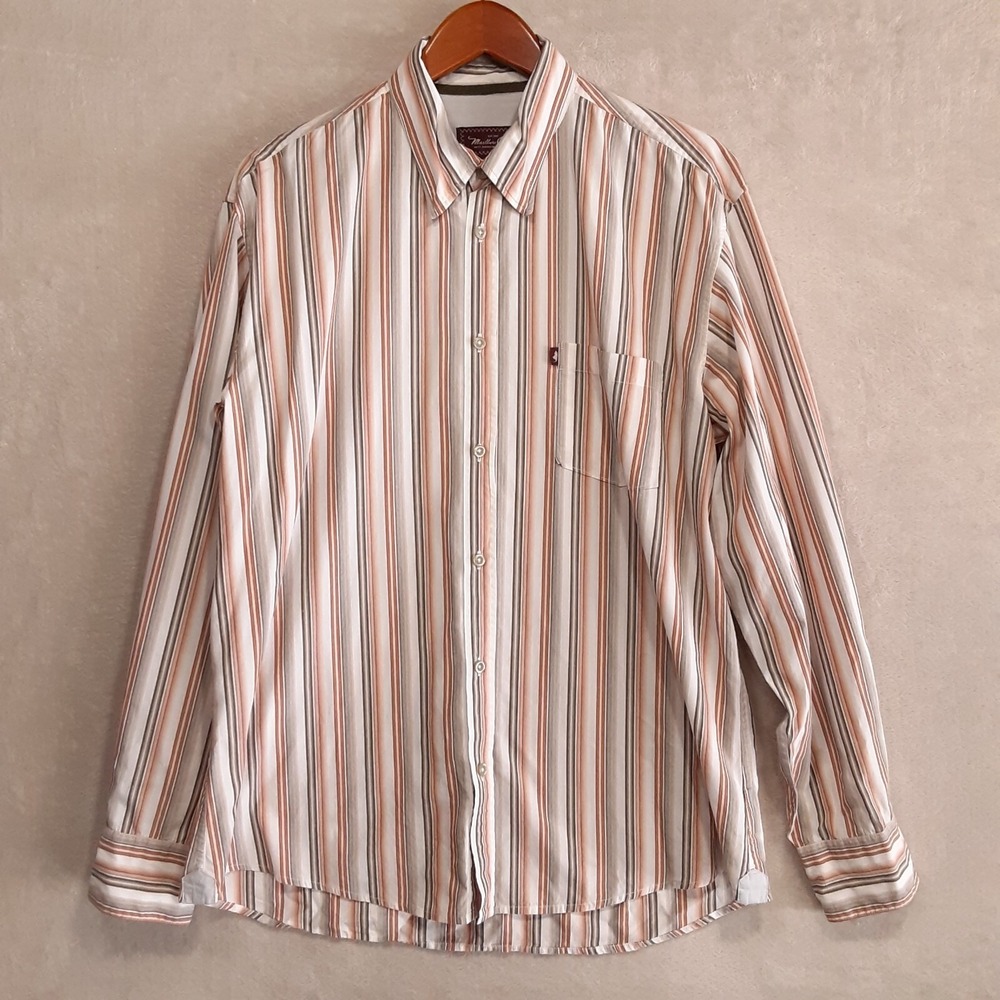 Marlboro Classics Mens LS Button Down Shirt Sz.XL/White-Striped/Vintage